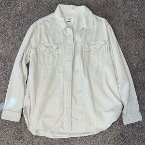 American Eagle Outfitters Cream Corduroy Button Down Shirt S